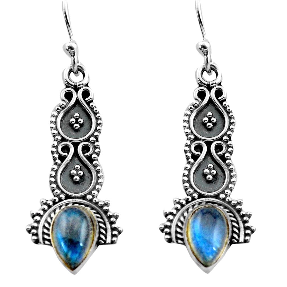 3.13cts natural blue labradorite 925 sterling silver dangle earrings p81349