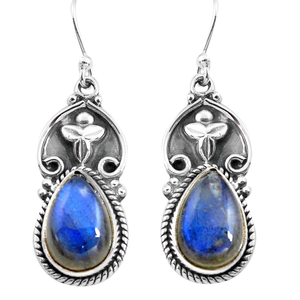 9.73cts natural blue labradorite 925 sterling silver dangle earrings p85658