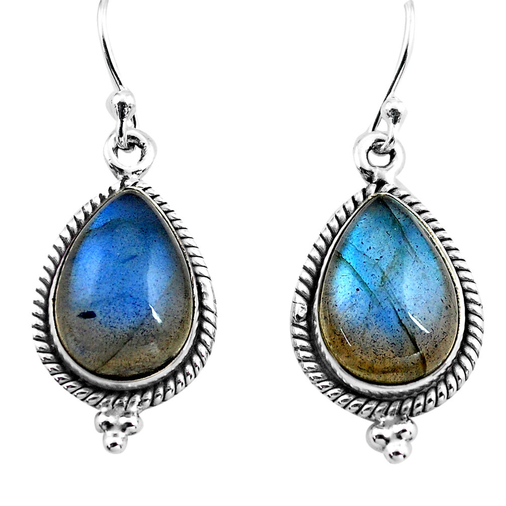 10.37cts natural blue labradorite 925 sterling silver dangle earrings p86968