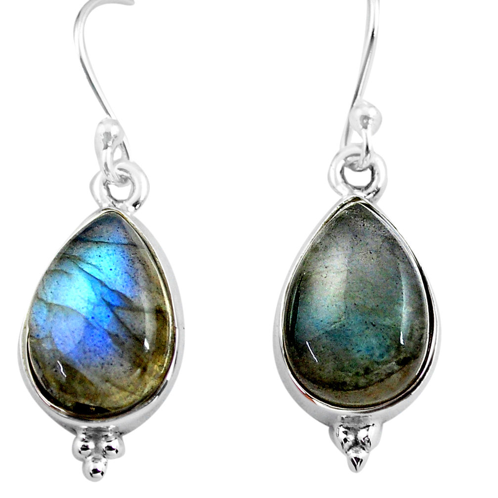 9.98cts natural blue labradorite 925 sterling silver dangle earrings p86972