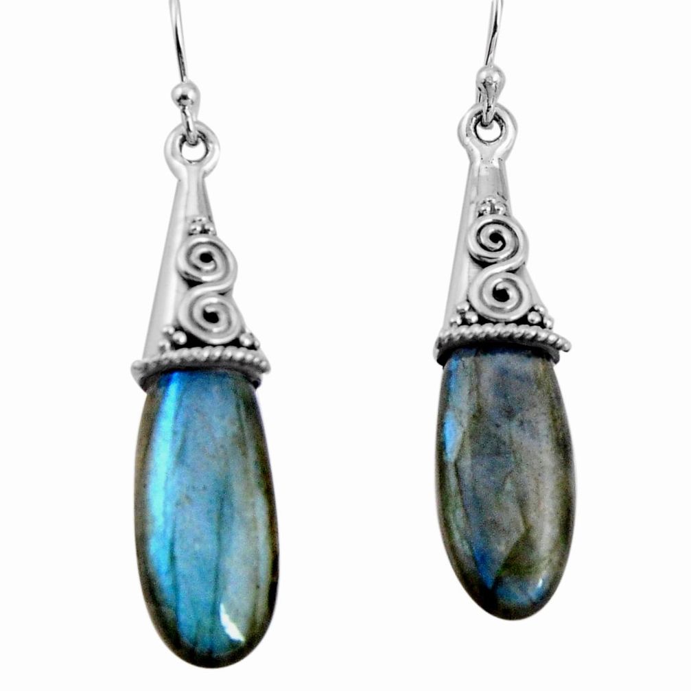 17.50cts natural blue labradorite 925 sterling silver dangle earrings p89706