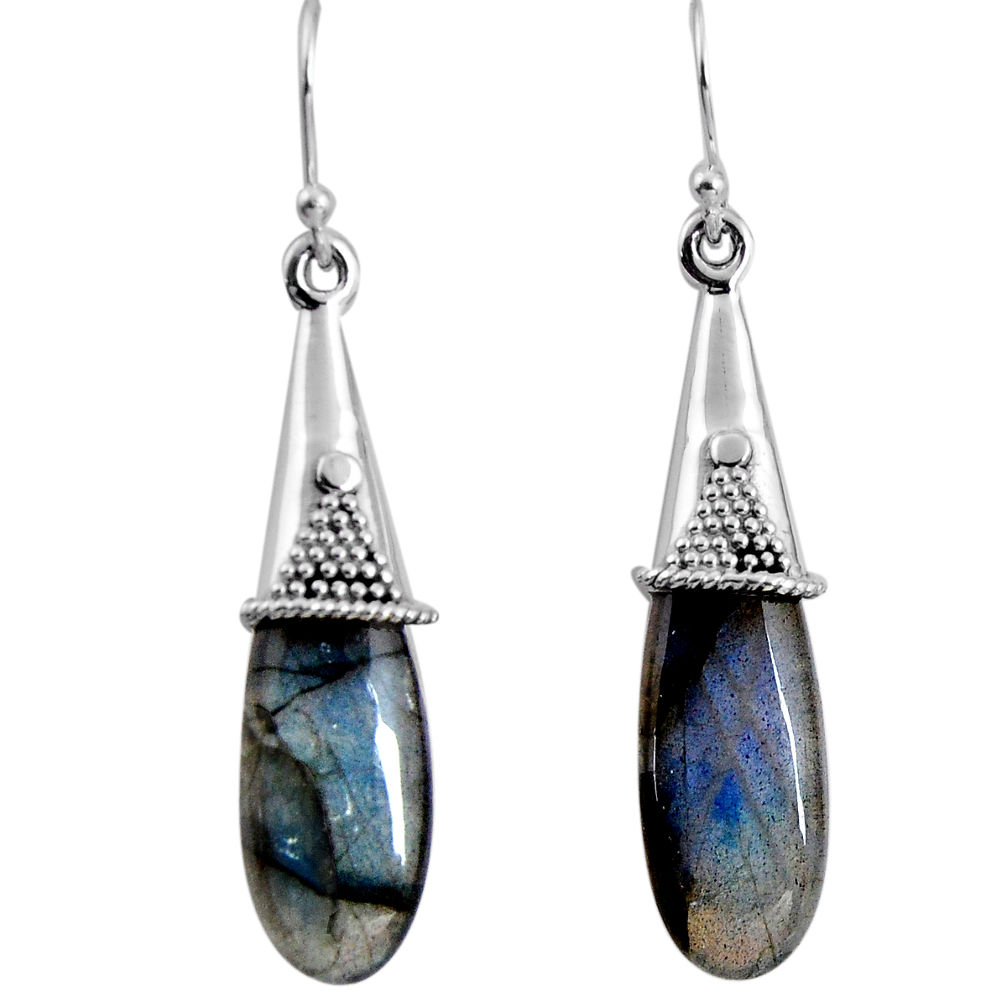 15.90cts natural blue labradorite 925 sterling silver dangle earrings p89729