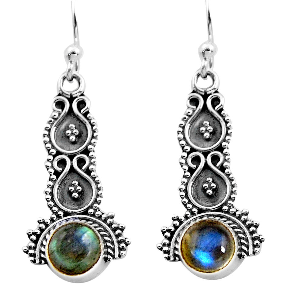 2.44cts natural blue labradorite 925 sterling silver dangle earrings p91348