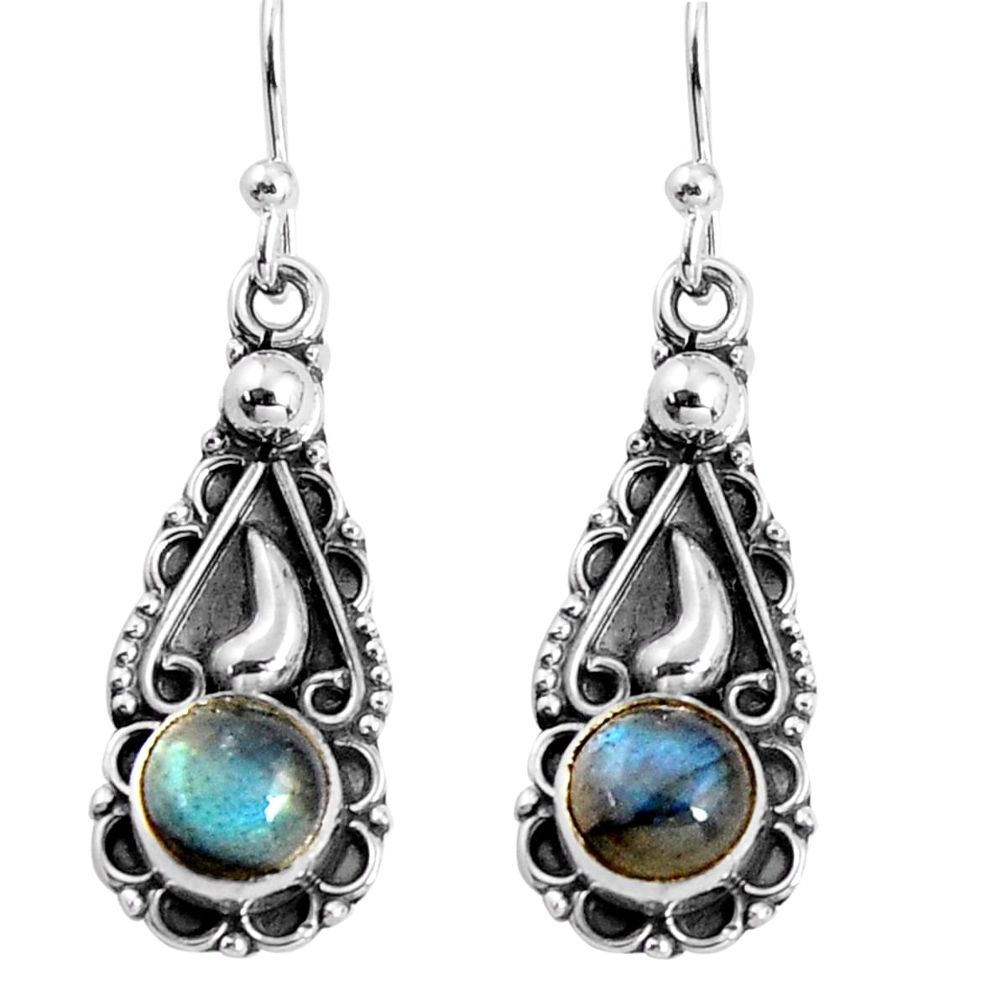 2.31cts natural blue labradorite 925 sterling silver dangle earrings p91387