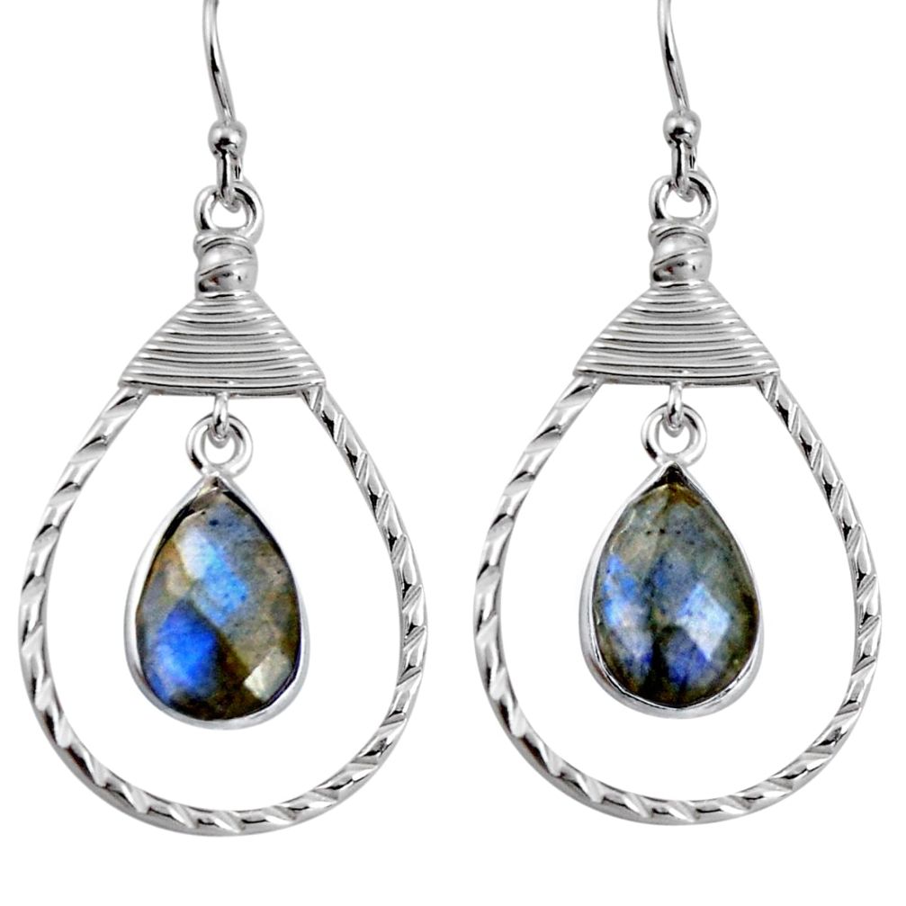 6.85cts natural blue labradorite 925 sterling silver dangle earrings p92494
