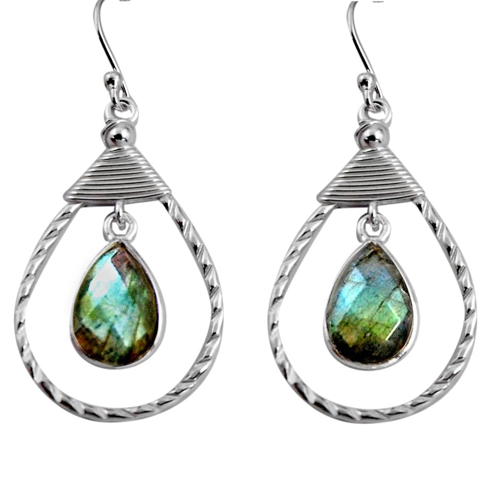 7.36cts natural blue labradorite 925 sterling silver dangle earrings p92495