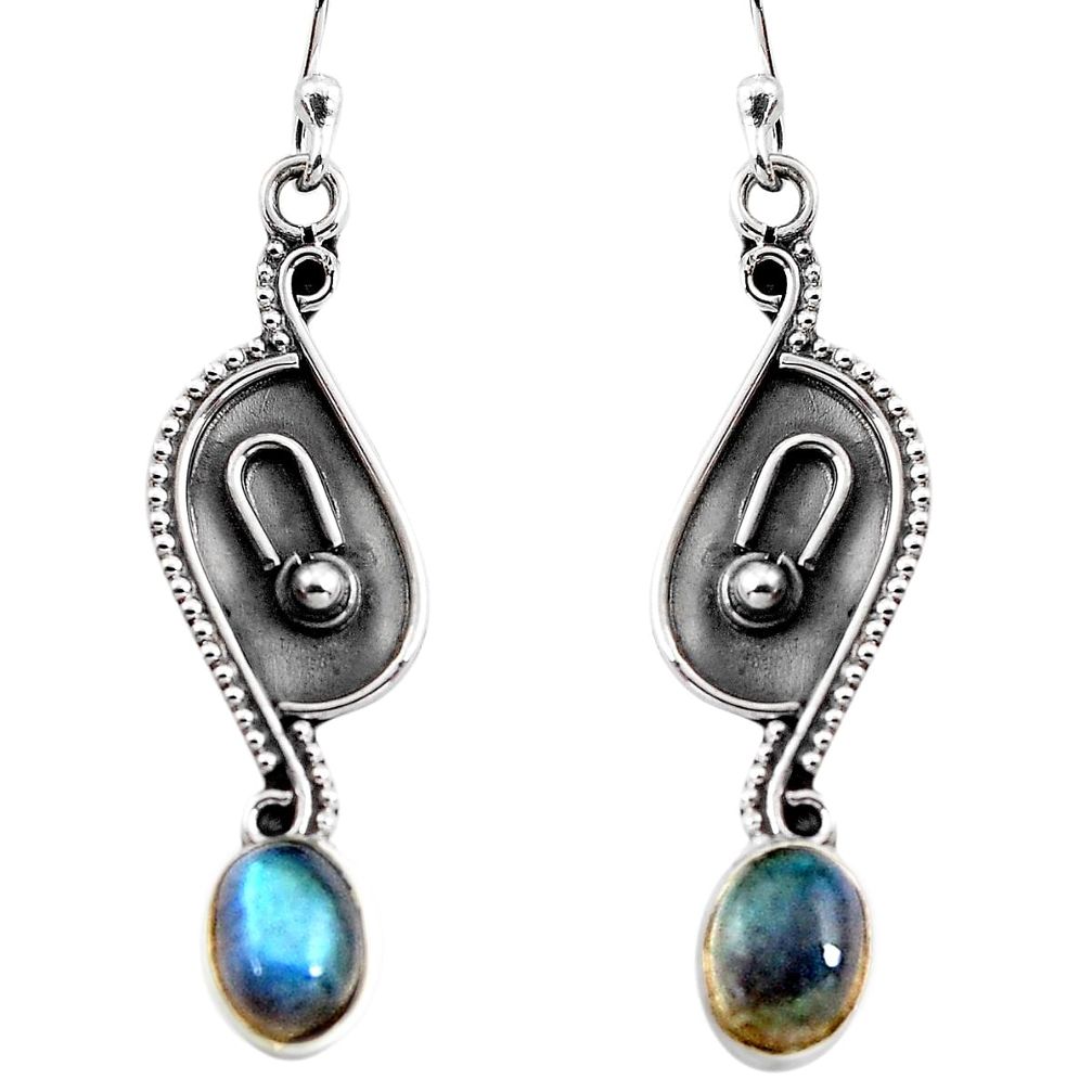 3.06cts natural blue labradorite 925 sterling silver dangle earrings p92746