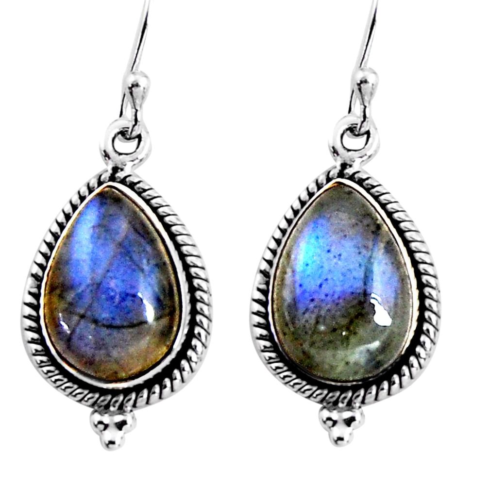 11.07cts natural blue labradorite 925 sterling silver dangle earrings p92790