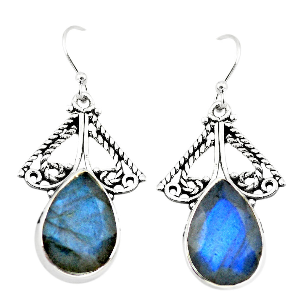 14.12cts natural blue labradorite 925 sterling silver earrings jewelry p70583