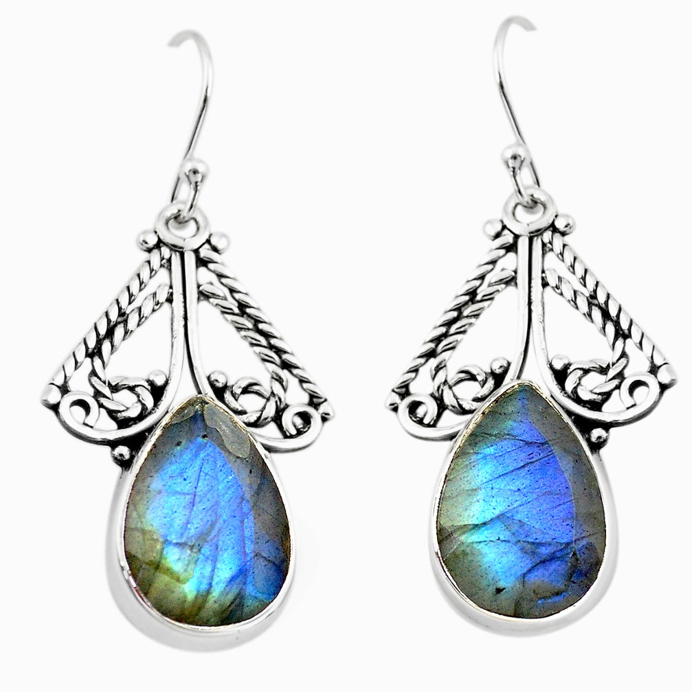 13.71cts natural blue labradorite 925 sterling silver earrings jewelry p70585