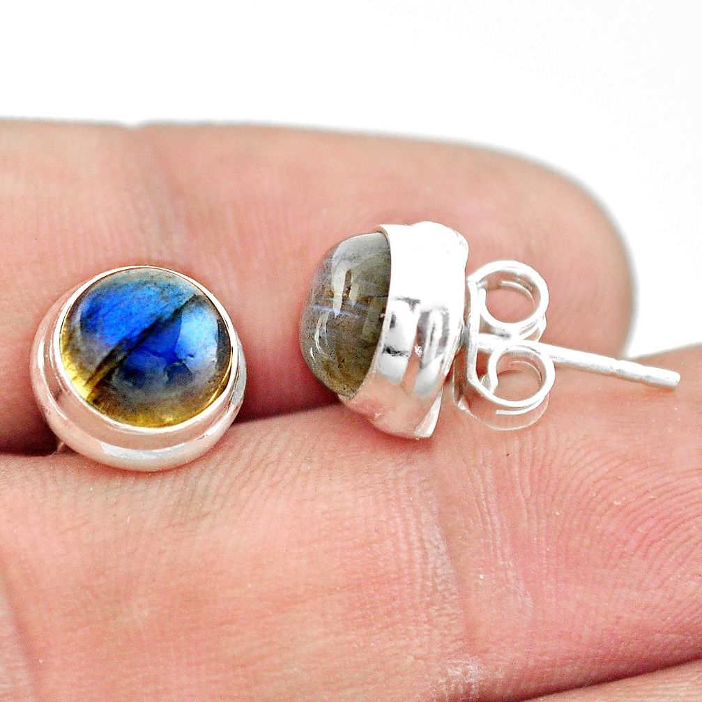 6.61cts natural blue labradorite 925 sterling silver stud earrings p74622