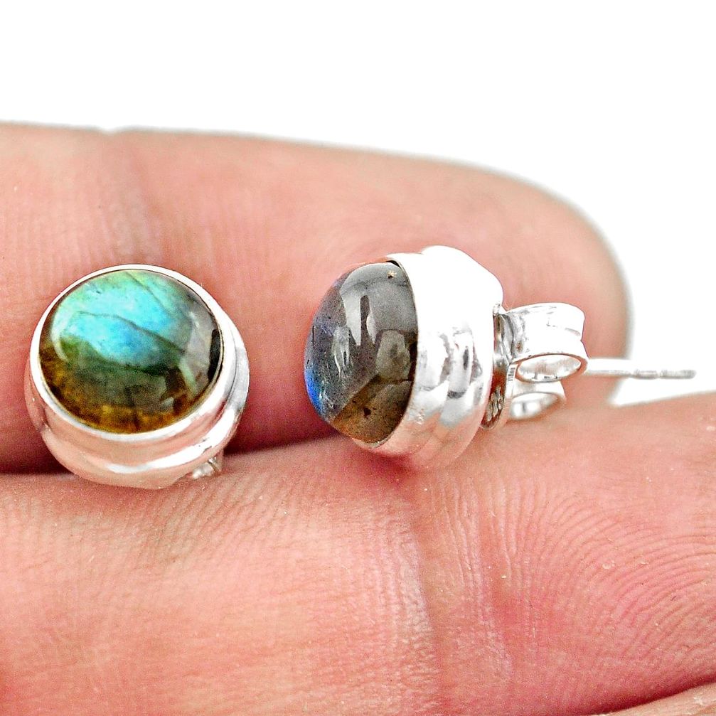 6.58cts natural blue labradorite 925 sterling silver stud earrings p74625
