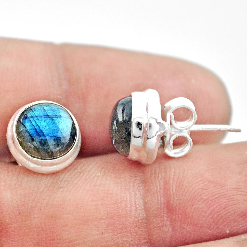 6.58cts natural blue labradorite 925 sterling silver stud earrings p74630