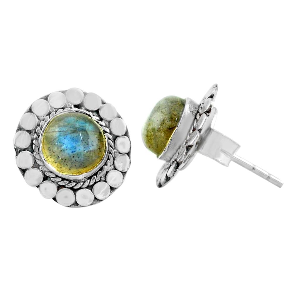 5.84cts natural blue labradorite 925 sterling silver stud earrings p74672