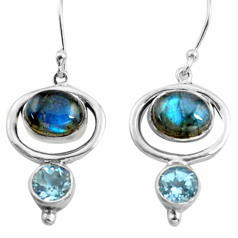 8.54cts natural blue labradorite topaz 925 silver dangle earrings jewelry p77555