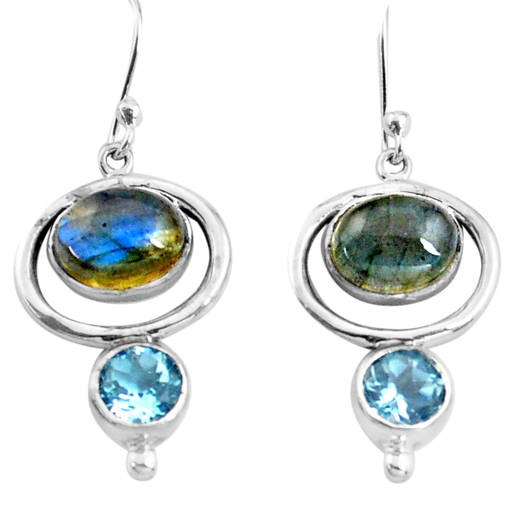 8.52cts natural blue labradorite topaz 925 silver dangle earrings p77557