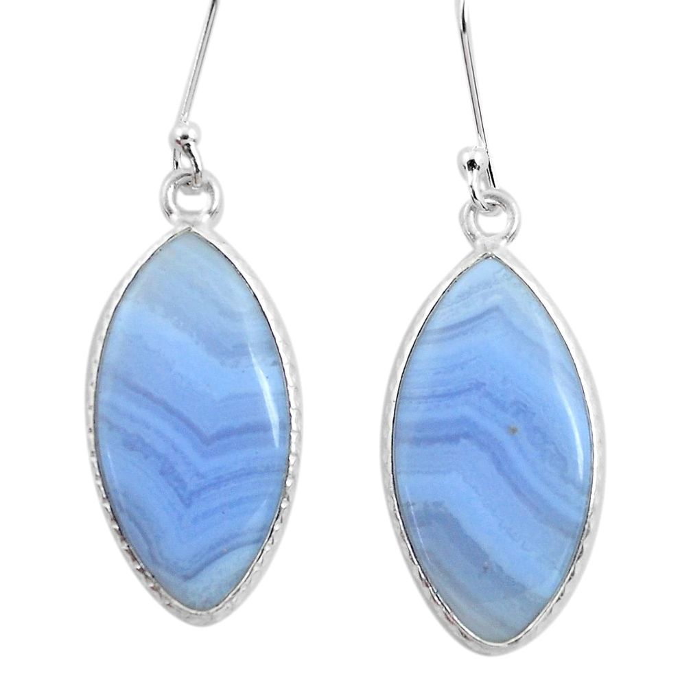 14.91cts natural blue lace agate 925 sterling silver dangle earrings p50857