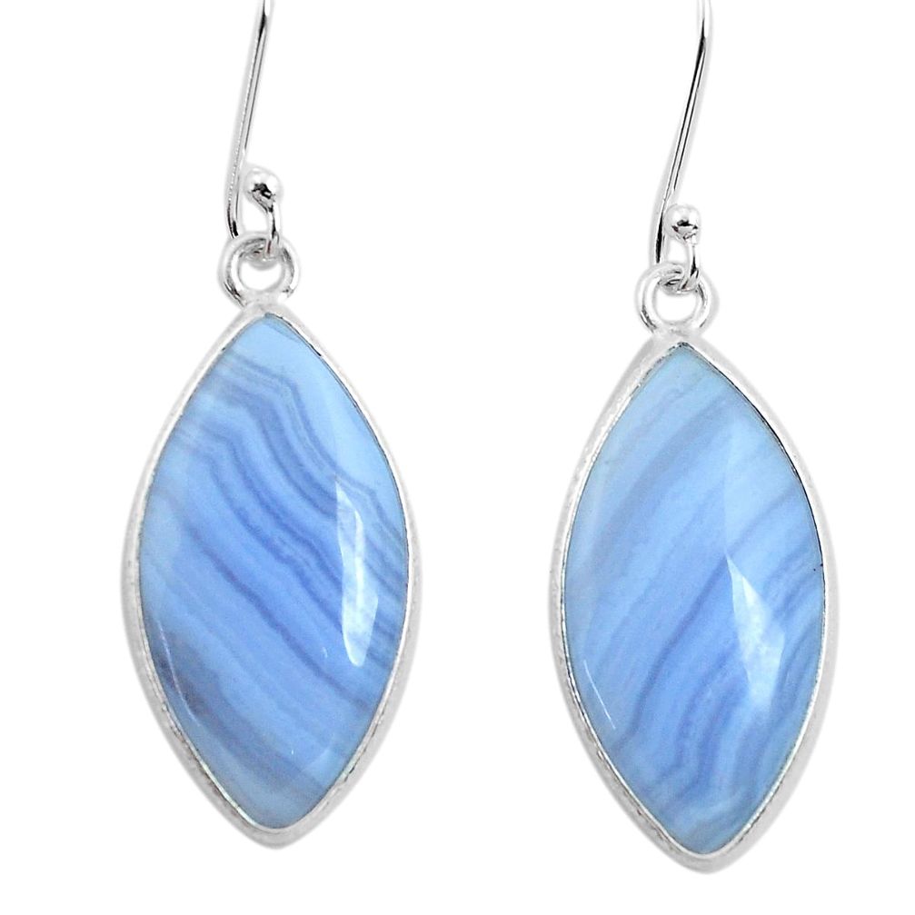 12.29cts natural blue lace agate 925 sterling silver dangle earrings p50858