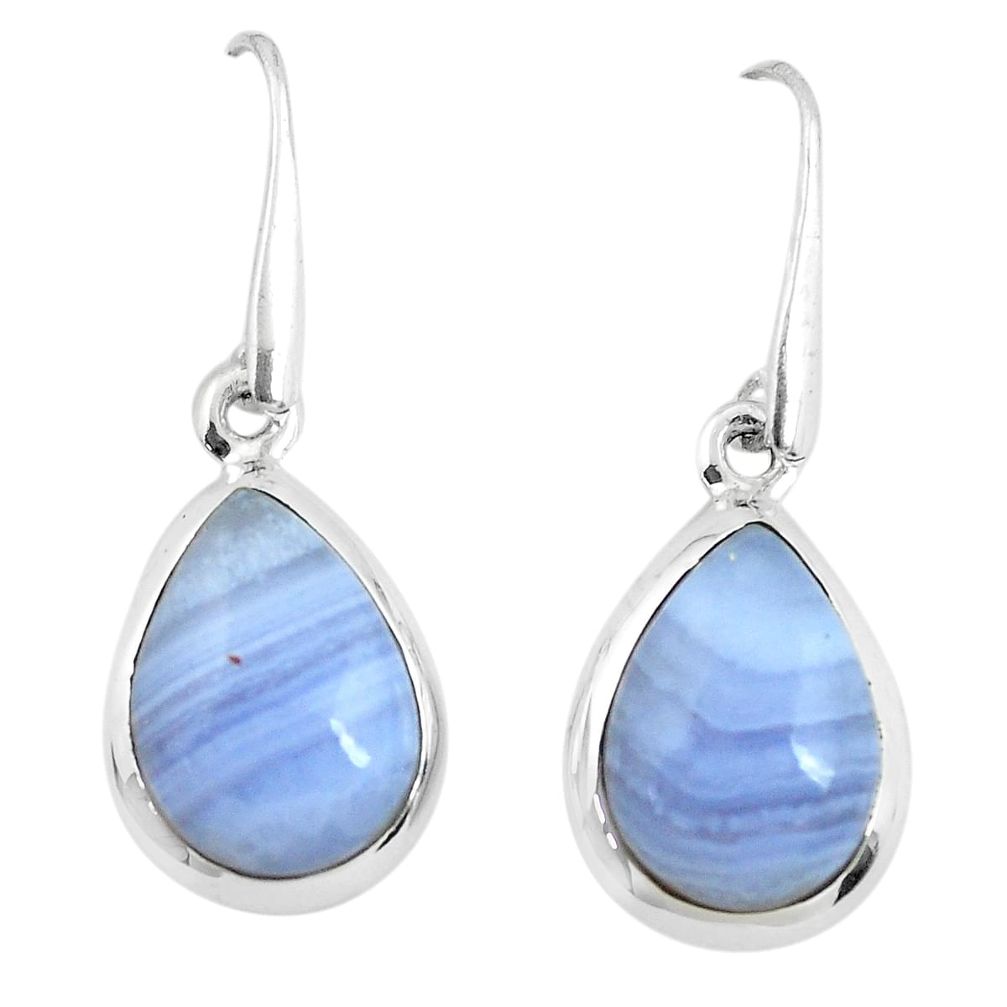 11.57cts natural blue lace agate 925 sterling silver dangle earrings p50991