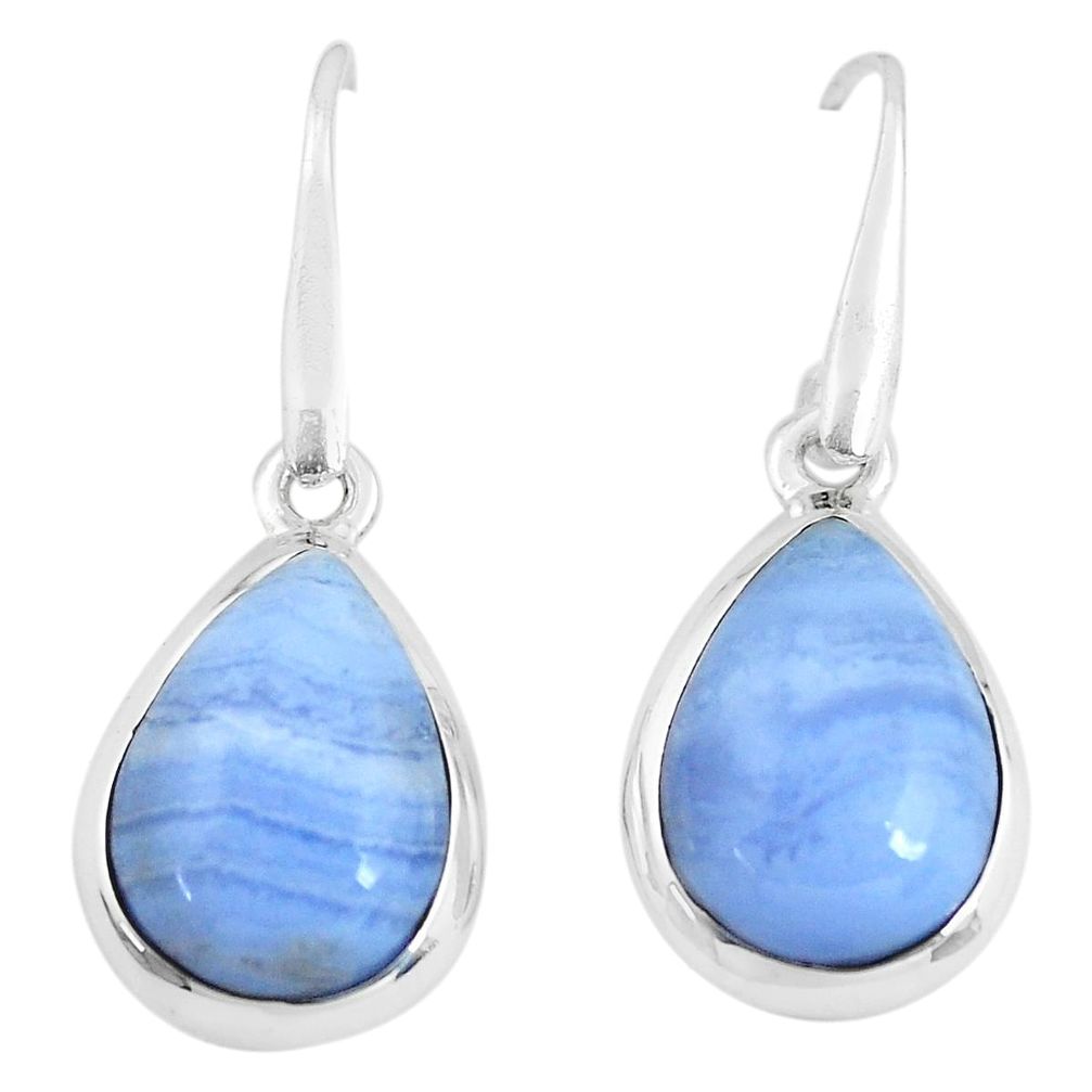 11.71cts natural blue lace agate 925 sterling silver dangle earrings p50994