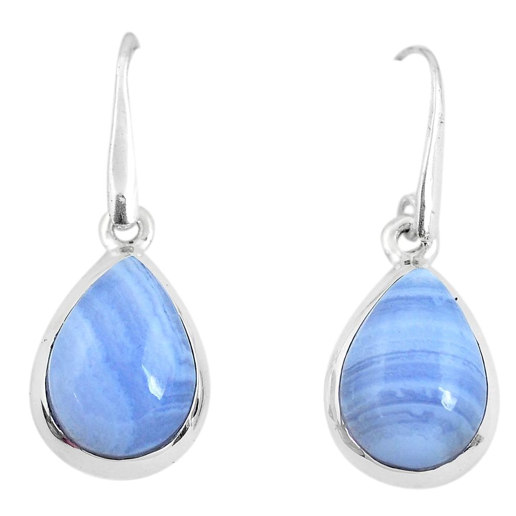 13.06cts natural blue lace agate 925 sterling silver dangle earrings p50998