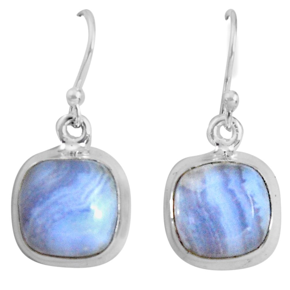 9.37cts natural blue lace agate 925 sterling silver dangle earrings p89314