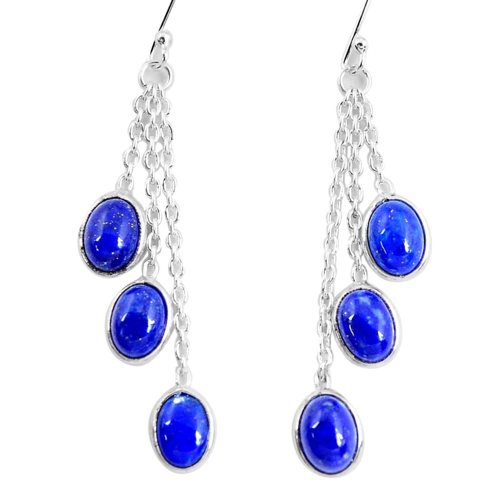 11.93cts natural blue lapis lazuli 925 silver chandelier earrings jewelry p49032