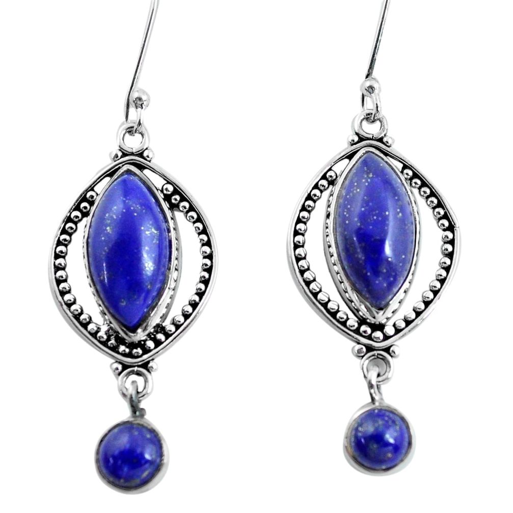 17.55cts natural blue lapis lazuli 925 sterling silver dangle earrings d31590