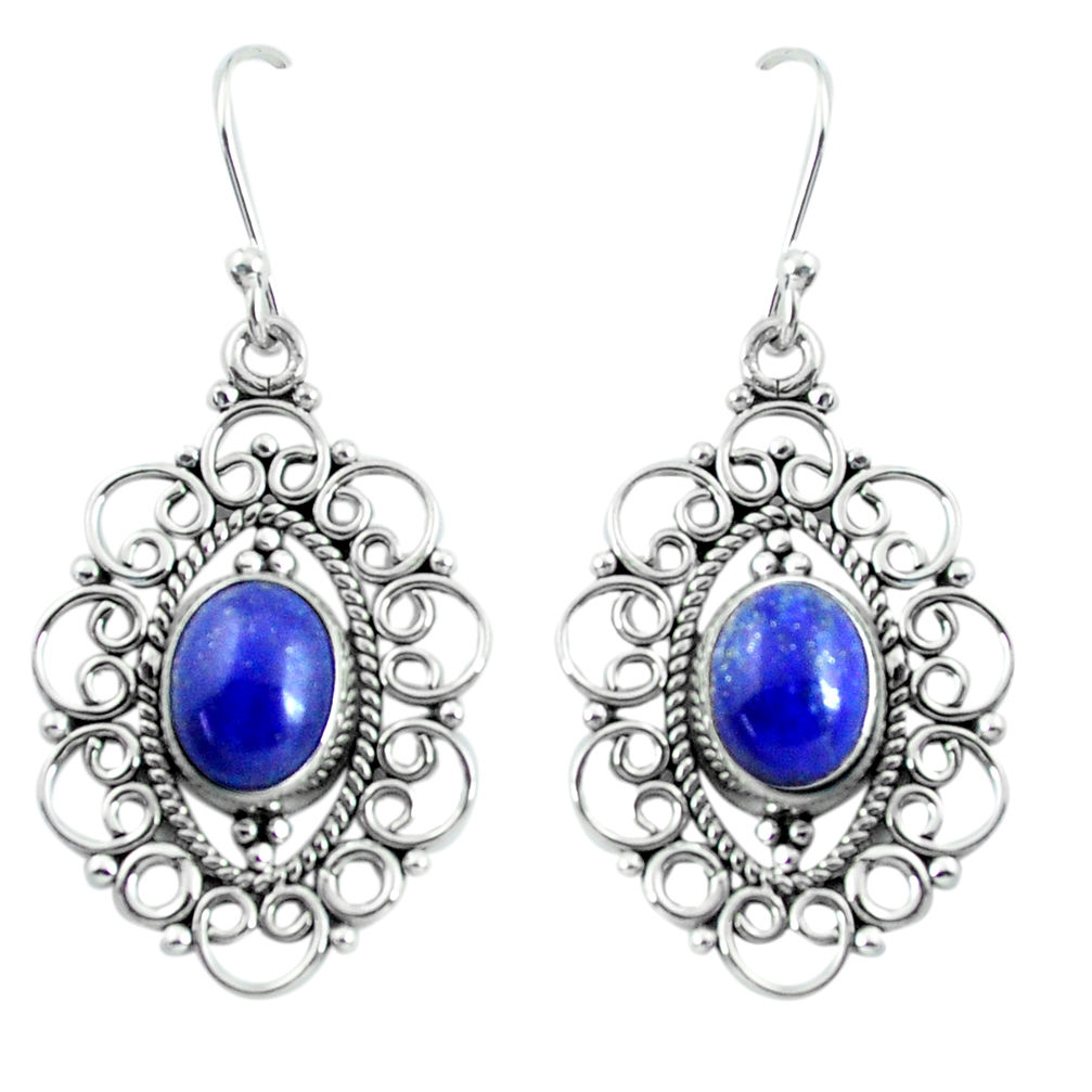 5.79cts natural blue lapis lazuli 925 sterling silver dangle earrings d31623