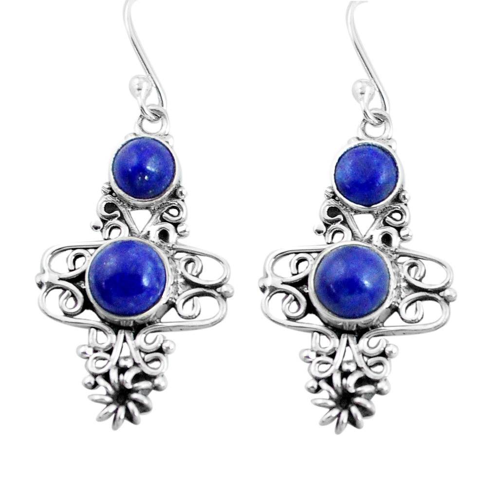 4.70cts natural blue lapis lazuli 925 sterling silver dangle earrings d31641