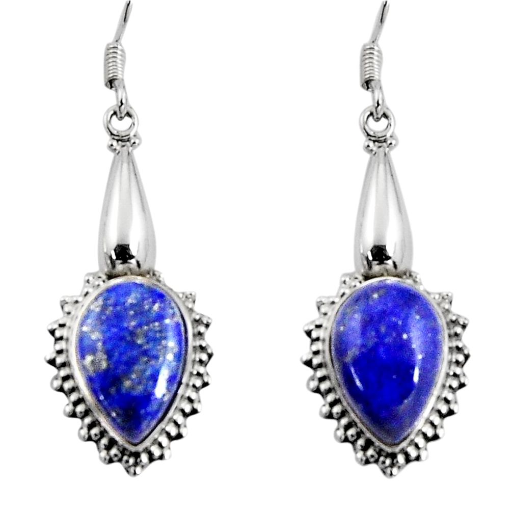 10.81cts natural blue lapis lazuli 925 sterling silver dangle earrings d32413