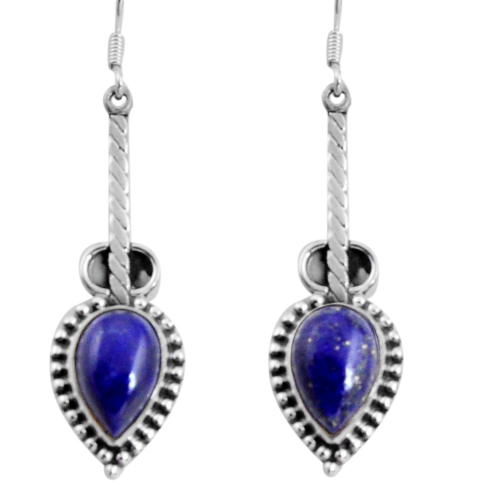 10.85cts natural blue lapis lazuli 925 sterling silver dangle earrings d32478