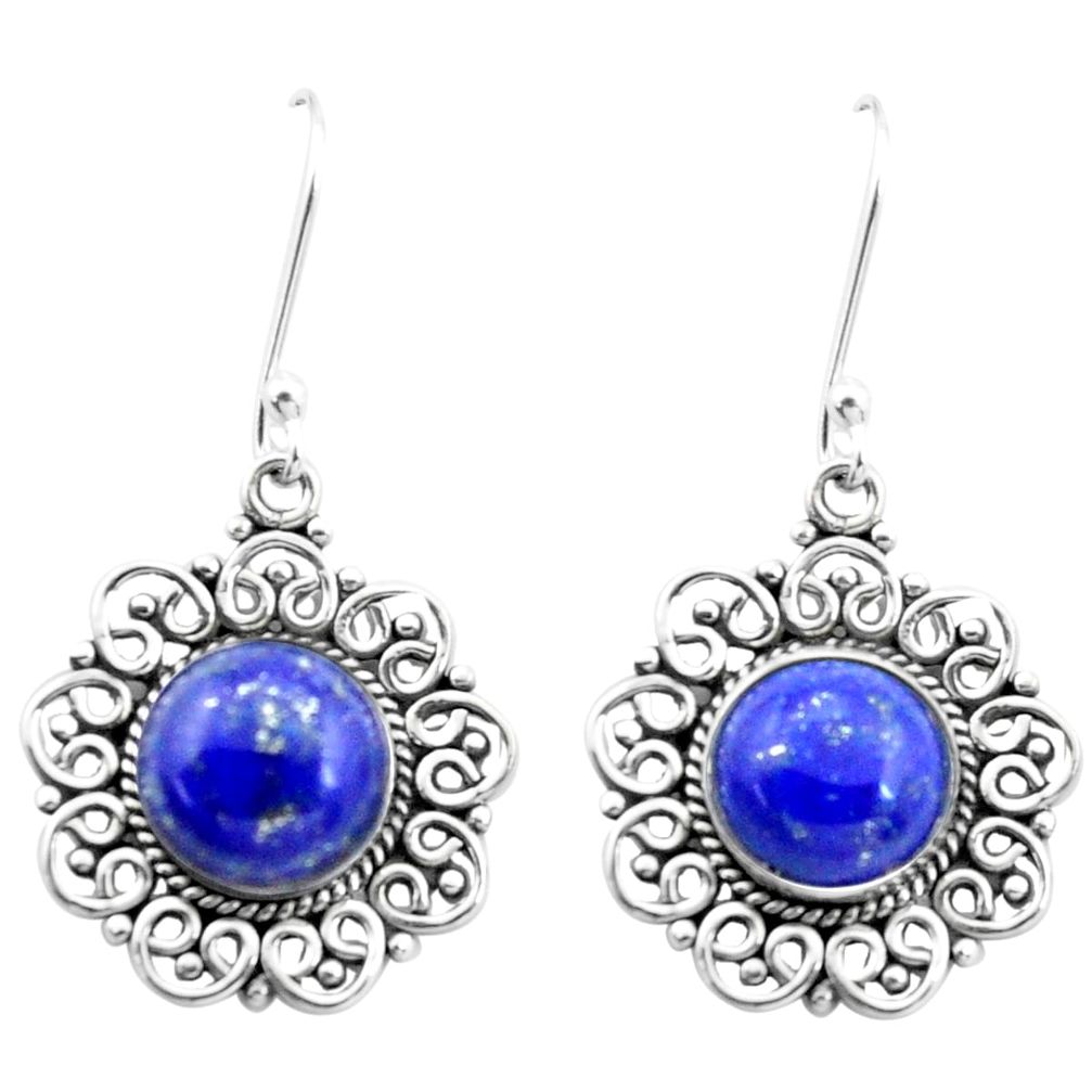 6.58cts natural blue lapis lazuli 925 sterling silver dangle earrings p26370