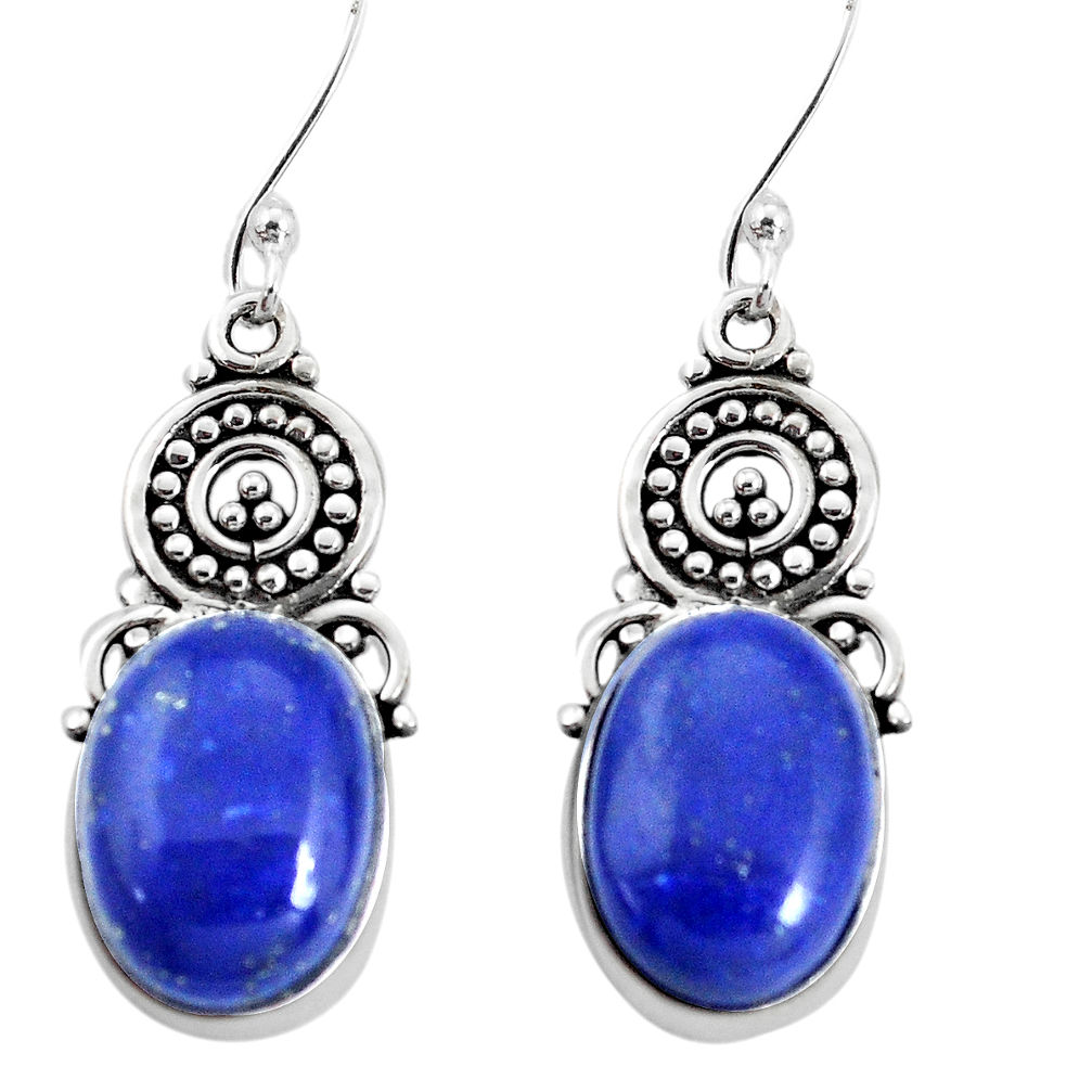 14.12cts natural blue lapis lazuli 925 sterling silver dangle earrings p32705