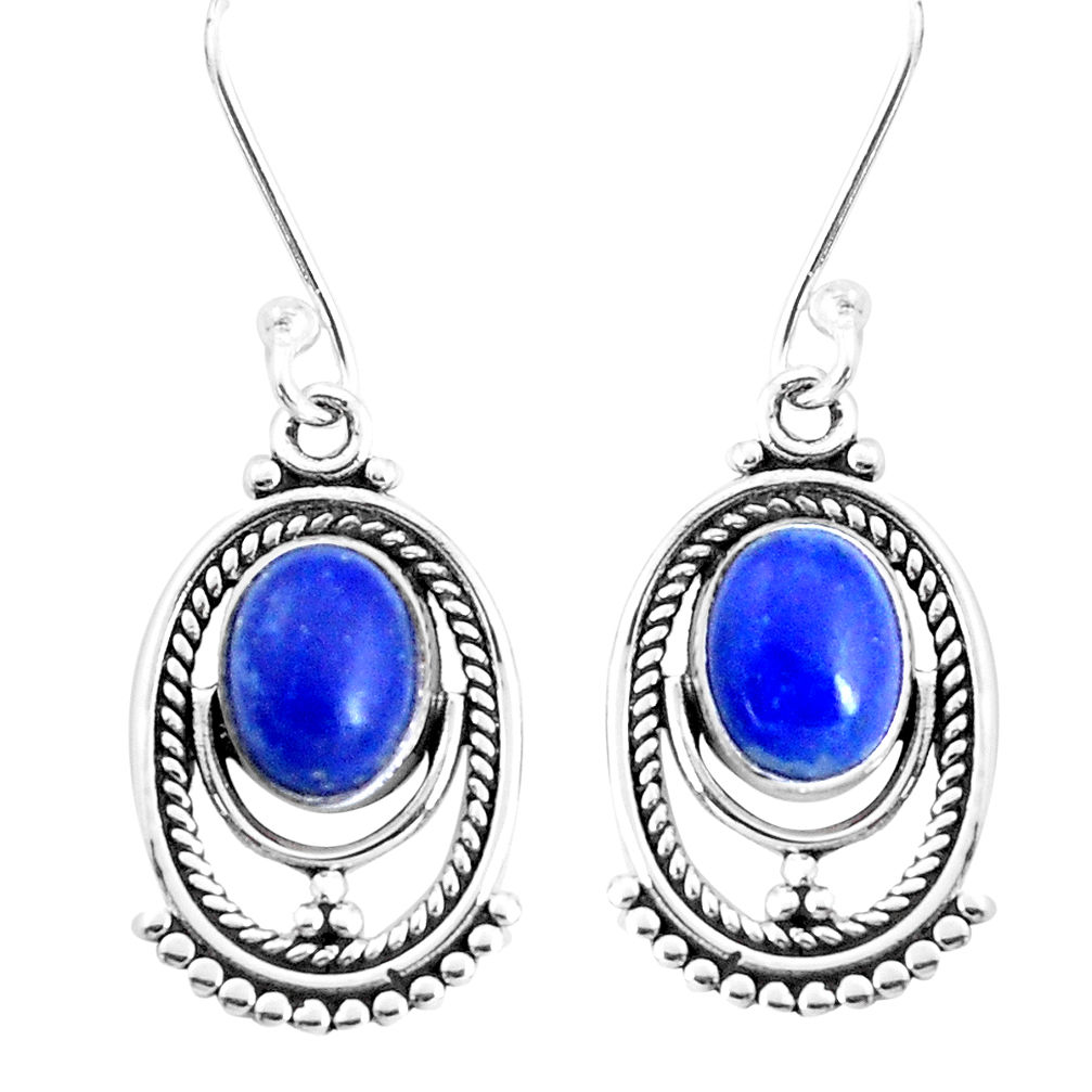 4.36cts natural blue lapis lazuli 925 sterling silver dangle earrings p39289
