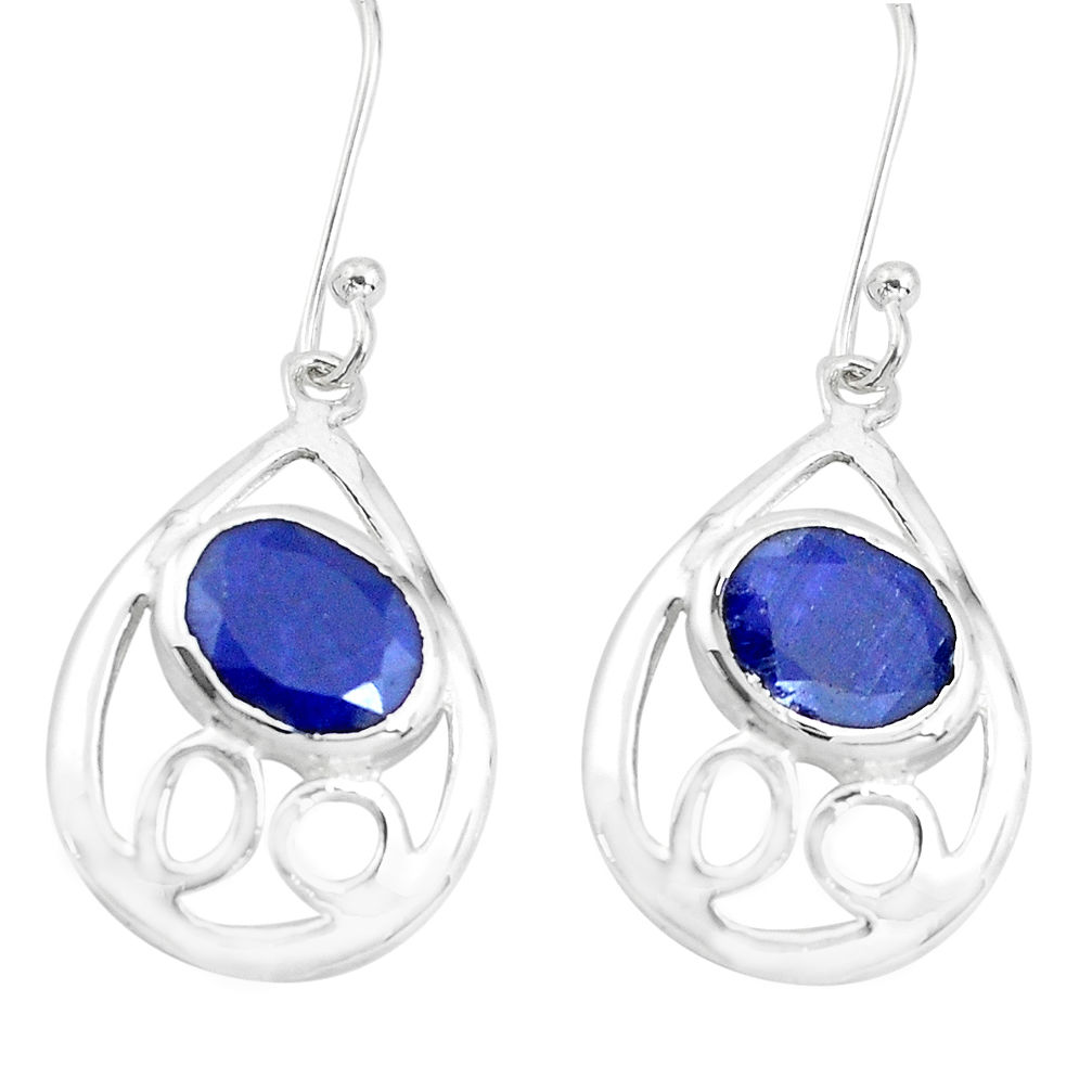 7.24cts natural blue lapis lazuli 925 sterling silver dangle earrings p40217