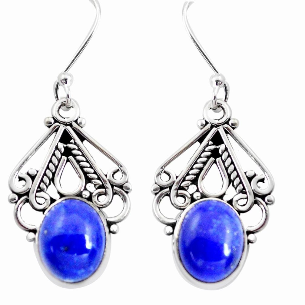 8.09cts natural blue lapis lazuli 925 sterling silver dangle earrings p41346