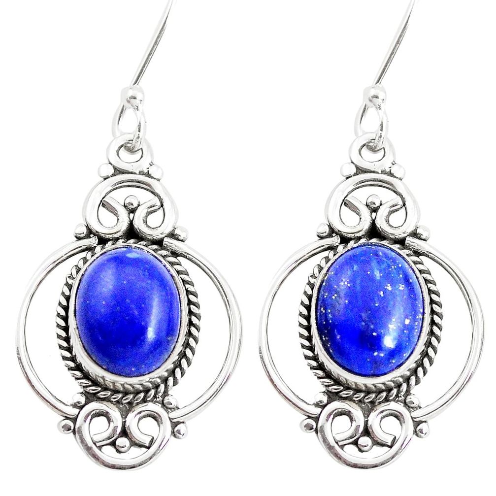 8.42cts natural blue lapis lazuli 925 sterling silver dangle earrings p41365