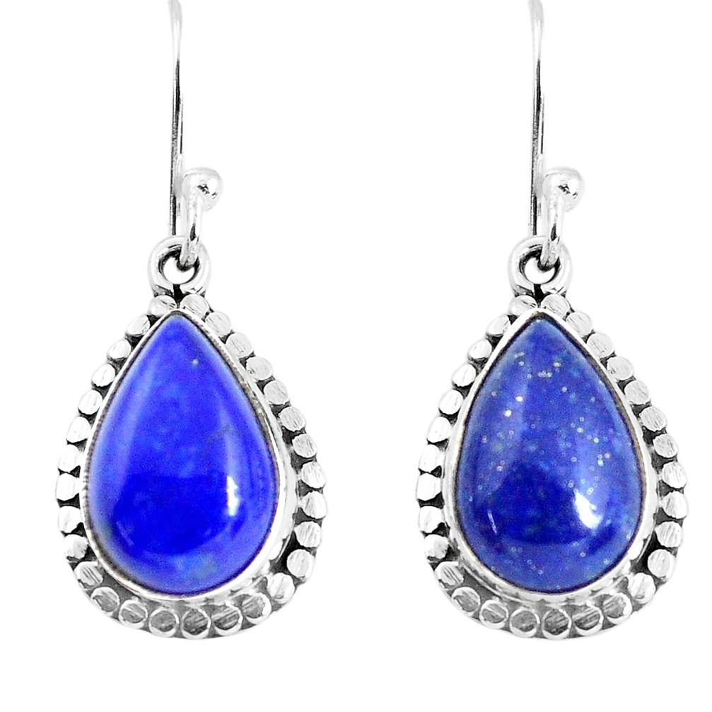 7.79cts natural blue lapis lazuli 925 sterling silver dangle earrings p52928