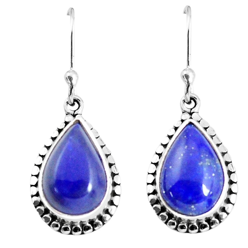 8.09cts natural blue lapis lazuli 925 sterling silver dangle earrings p58318