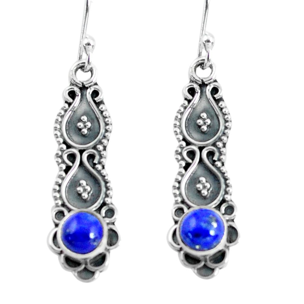 1.21cts natural blue lapis lazuli 925 sterling silver dangle earrings p60211