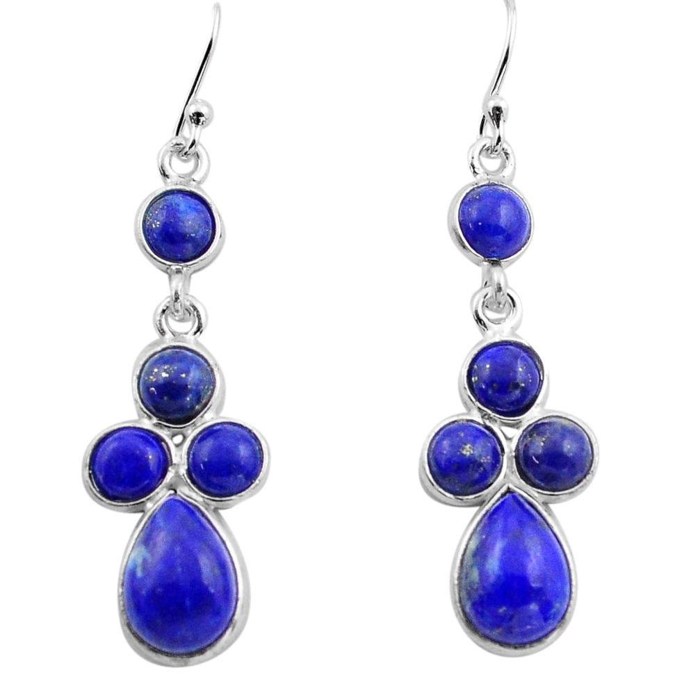 10.05cts natural blue lapis lazuli 925 sterling silver dangle earrings p88345