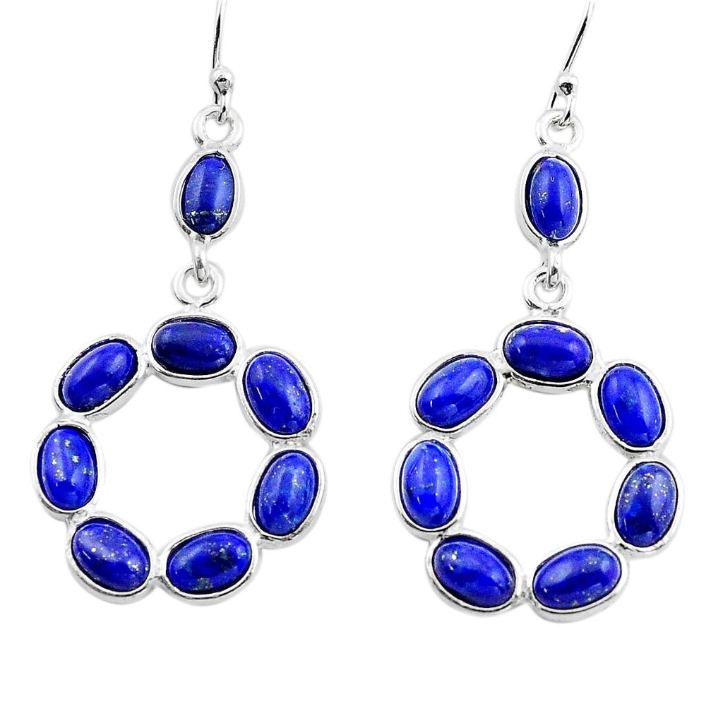 13.63cts natural blue lapis lazuli 925 sterling silver dangle earrings p88386