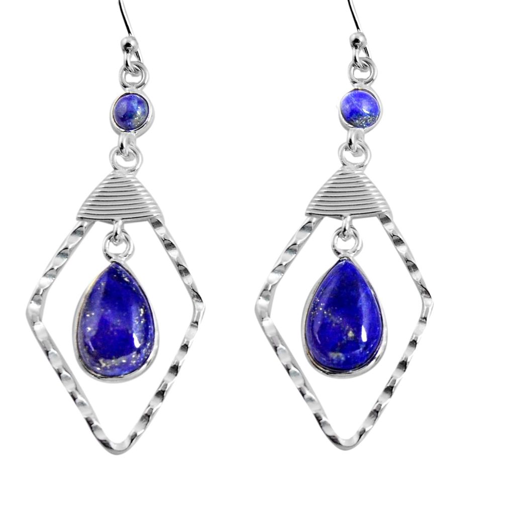 10.82cts natural blue lapis lazuli 925 sterling silver dangle earrings p90013