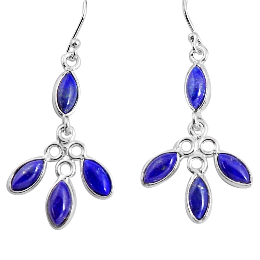 8.10cts natural blue lapis lazuli 925 sterling silver dangle earrings p91398