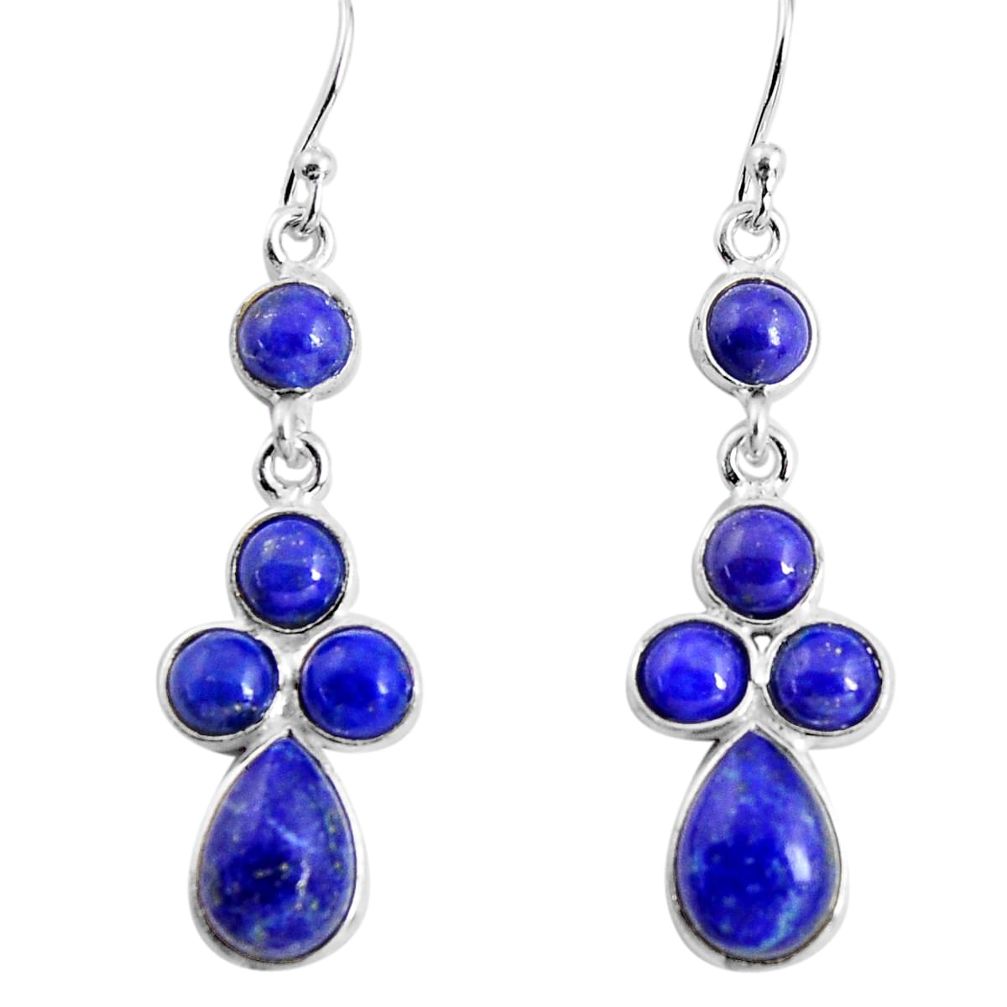 11.26cts natural blue lapis lazuli 925 sterling silver dangle earrings p91400