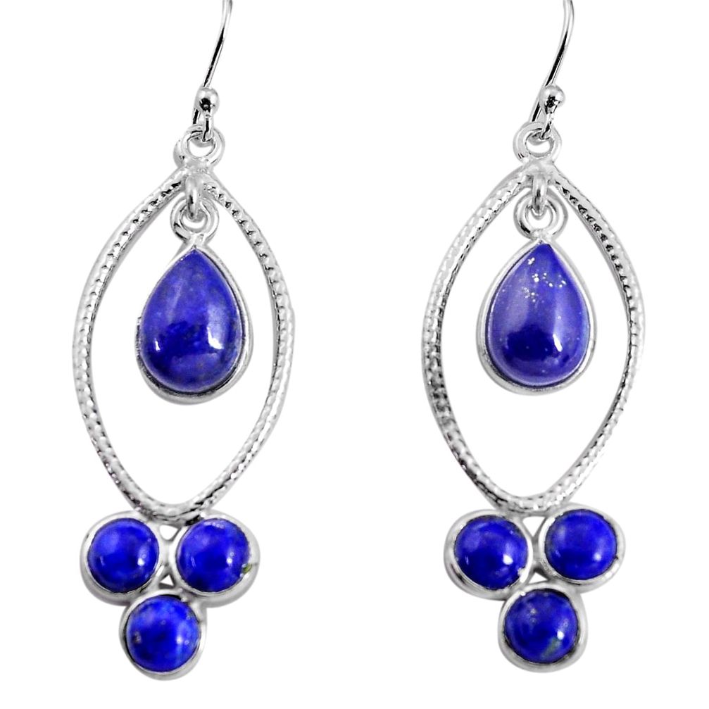 10.81cts natural blue lapis lazuli 925 sterling silver dangle earrings p91539