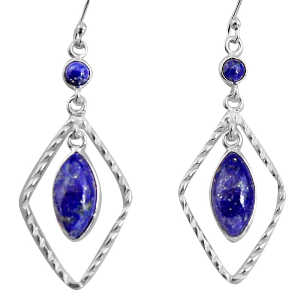 11.73cts natural blue lapis lazuli 925 sterling silver dangle earrings p92492