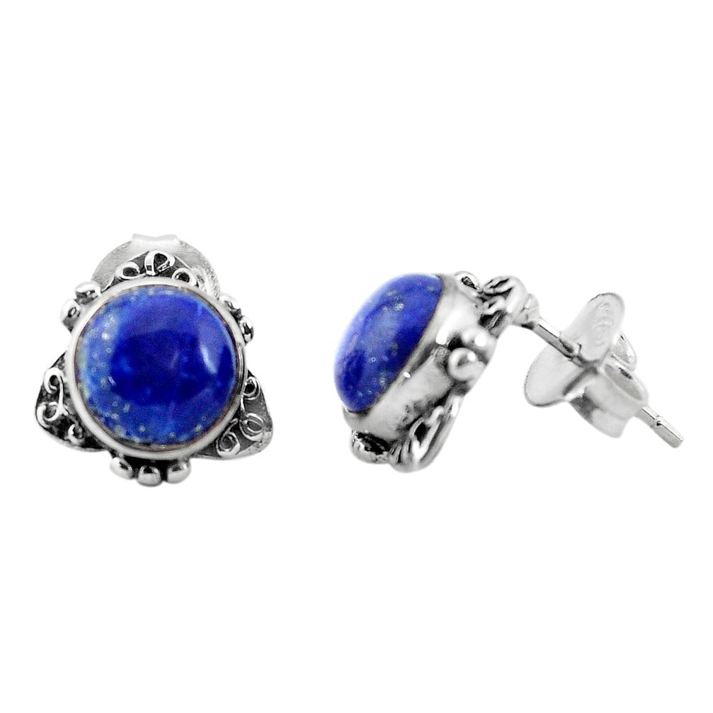 6.26cts natural blue lapis lazuli 925 sterling silver stud earrings p35588