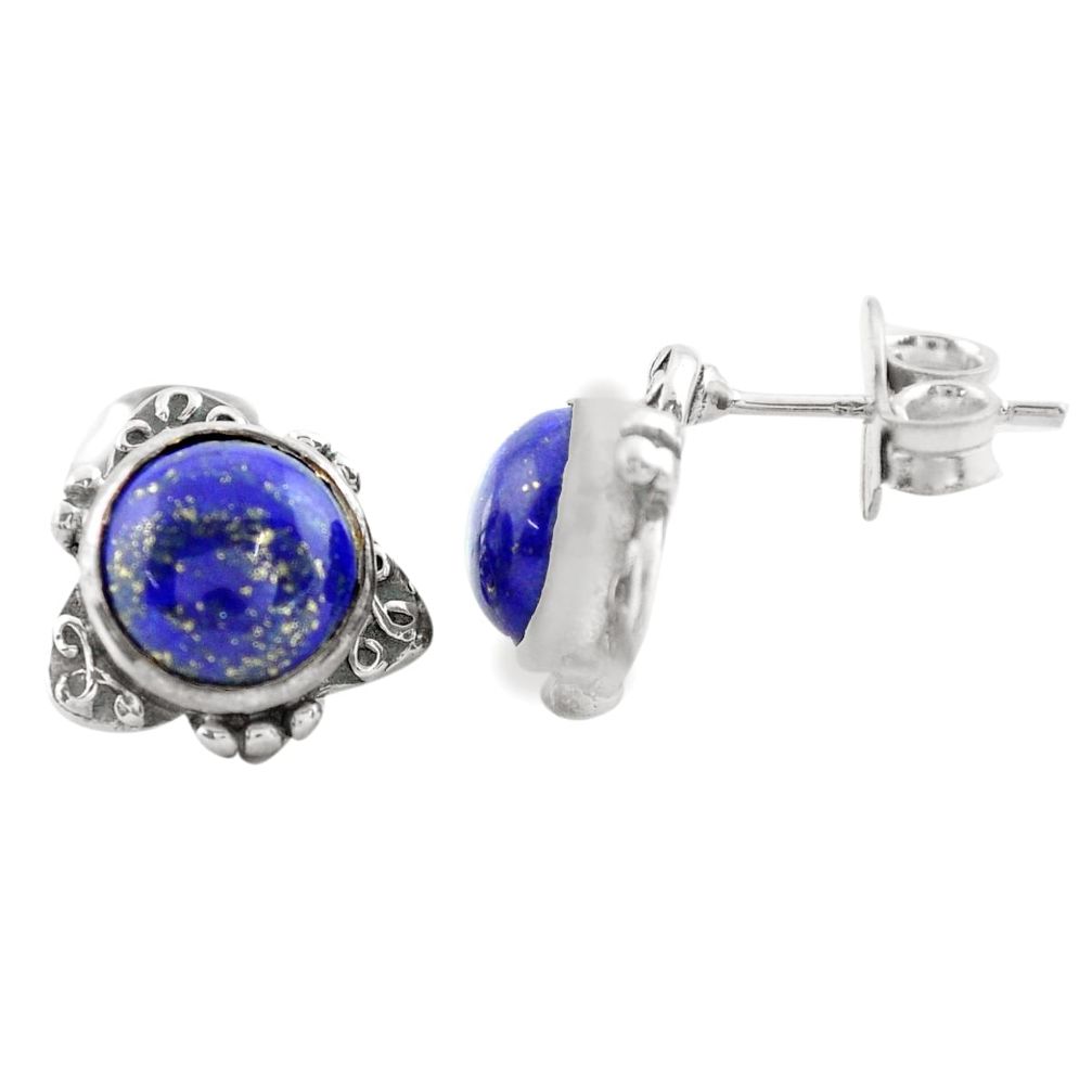 6.27cts natural blue lapis lazuli 925 sterling silver stud earrings p74646